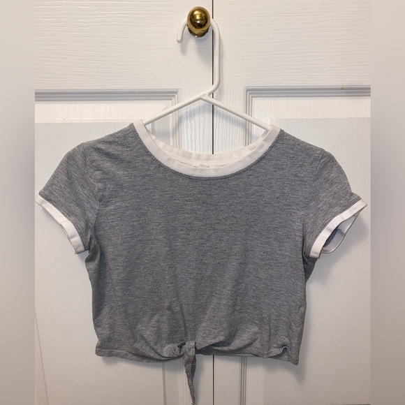 Grey tied crop top Small - Picture 1 of 4